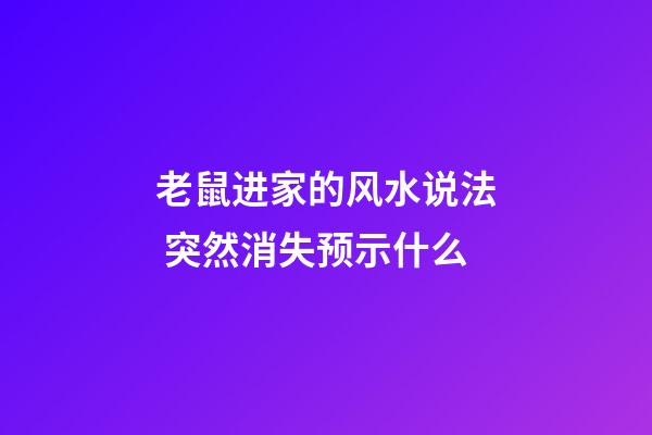 老鼠进家的风水说法 突然消失预示什么